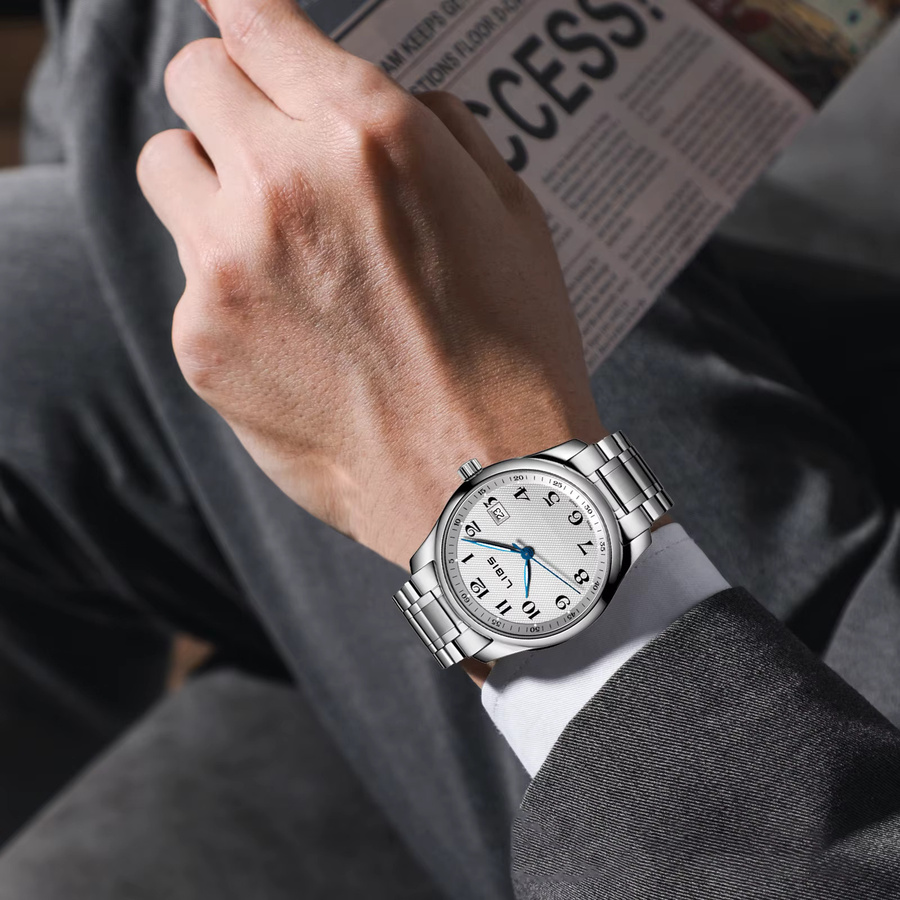 LIBIS Armbanduhr Automatik, Edelstahl, Silber, Herren - Bild 4