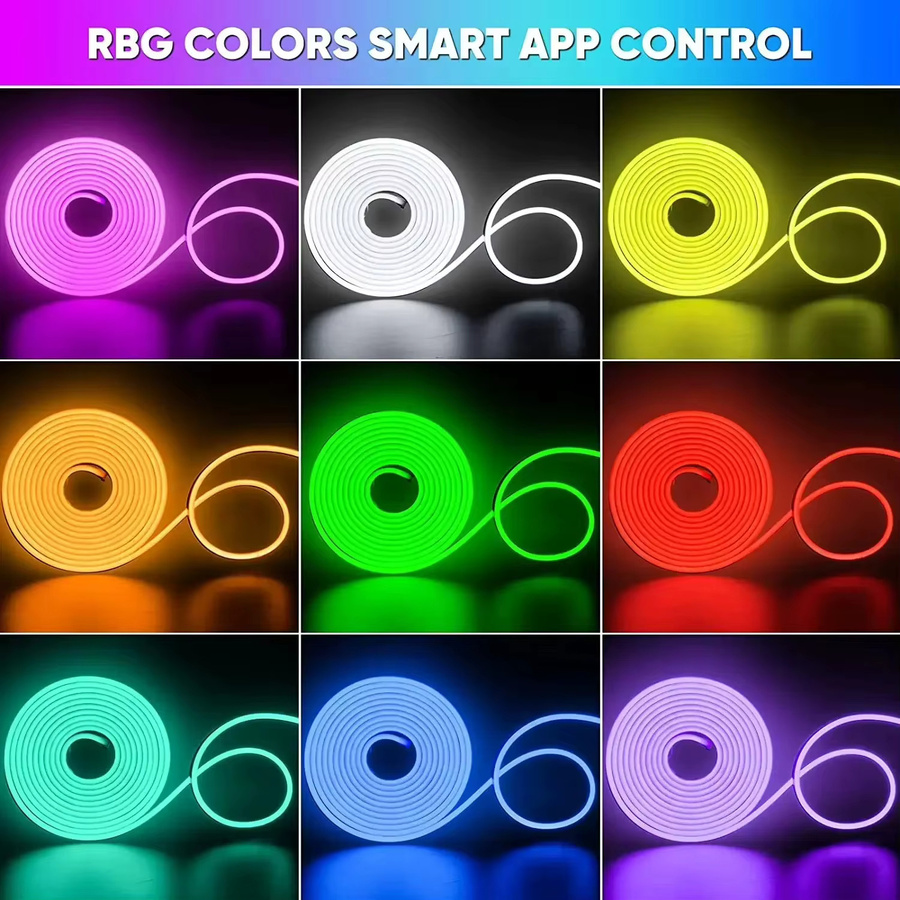 ZELT LED Neon-Flex RGB Lichtstreifen mit Bluetooth App-Steuerung und Musik-Synchronisation, wasserdichter flexibler Silikon Lichtstreifen in Multicolour, 24V - Bild 2