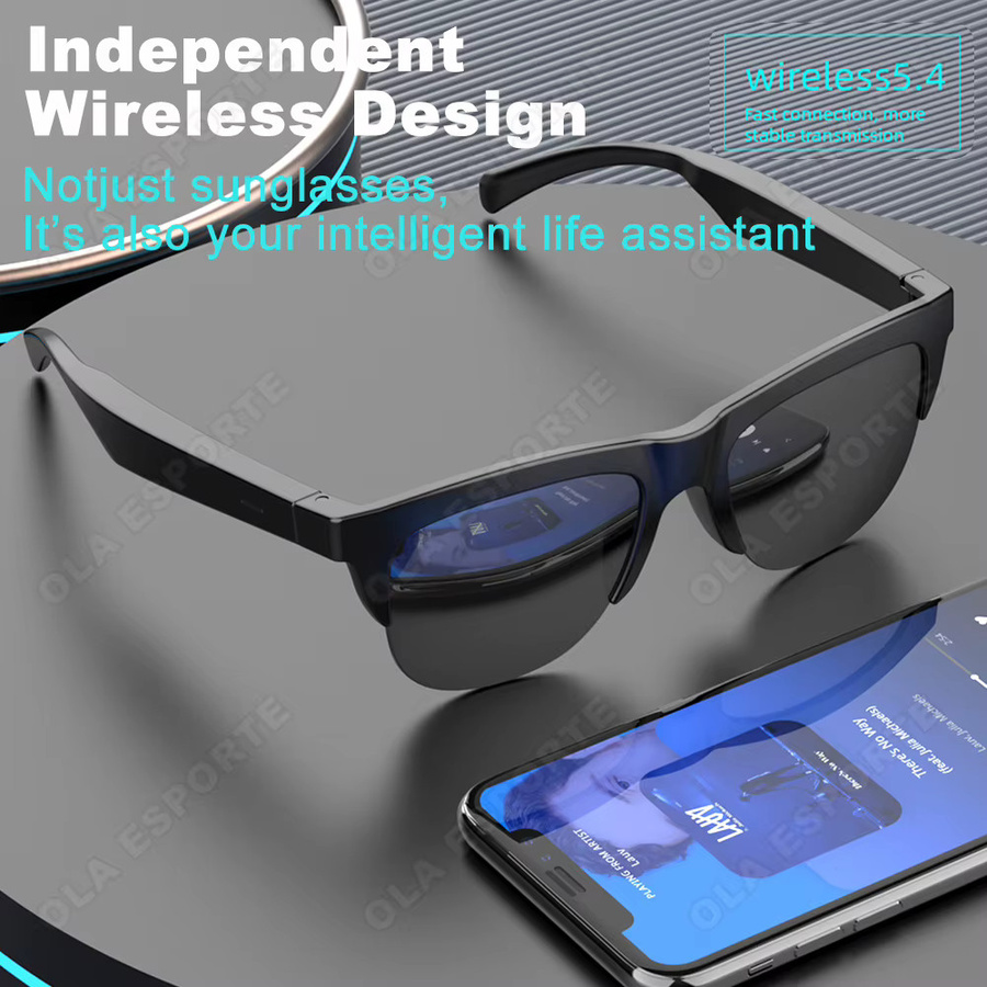 Ola Esporte Smart-Brille V5.3 mit Bluetooth, Musikplayer und UV-Schutz, schwarze Sport-Sonnenbrille für Damen und Herren - Bild 3