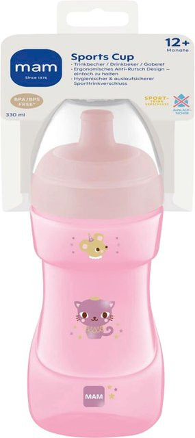MAM Trinkflasche Sports Cup mit Free Flow und Anti-Colic-Ventil, 330ml, Pink/Transparent/Multicolour, ab 12 Monaten - Bild 1