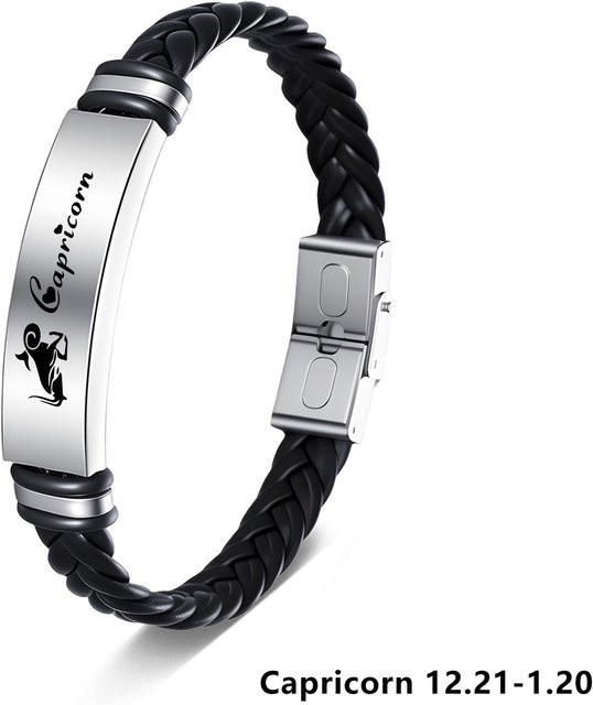 Armband 12 Sternbilder, Edelstahl und Leder, Schwarz, Herren - Bild 1