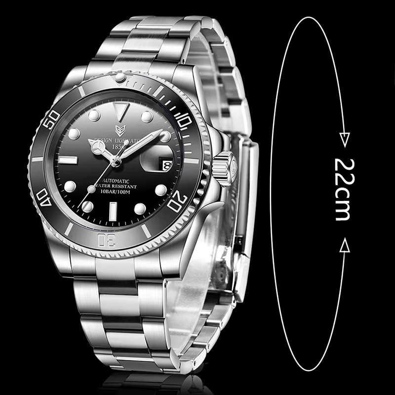 LIGE Armbanduhr Automatik, Edelstahl, Schwarz, Herren - Bild 3