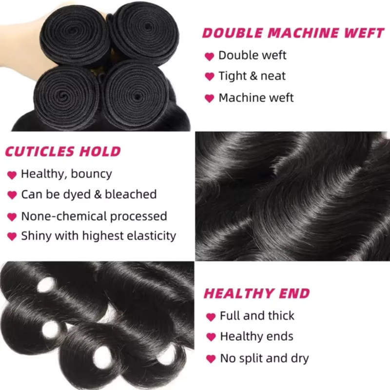 Body Wave Echthaar-Bündel, Brasilianisches Virgin Hair, Schwarz, 42 Zoll - Bild 2