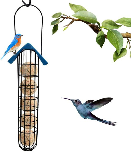 Outdoor-Vogelfutterstation Schwarz: Meisenknödel-Futterspender als Wildvogel-Hängefutterstation - Bild 1