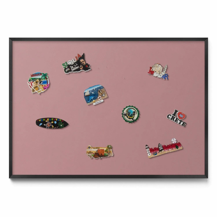 Tulup Magnettafel für Reisemagnete in Pastellrosa mit schwarzem Rahmen, B: 100 cm, H: 70 cm - Bild 2