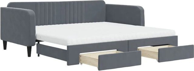 vidaXL Tagesbett aus Samt mit ausziehbaren Schubladen in Dunkelgrau, Breite: 100–120 cm, Tiefe: 200 cm - Bild 1