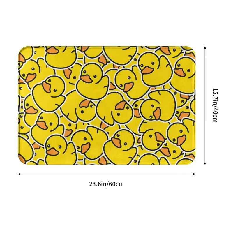 VIKAMA Badematte mit gelben Enten im Cartoon-Stil, Rechteckig, B/T: 60 x 40 cm - Bild 2