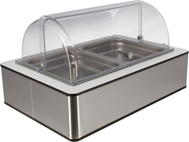 VEGA Buffetvitrine Edelstahl mit 2x GN 1/2 und GN 1/1, Farbe: Edelstahl/Weiß/Transparent, B/T/H: 63 x 42,5 x 33,9 cm - Bild 1