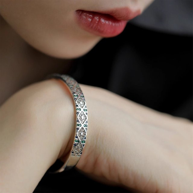 PANJBJ Armband Armreif, 925 Silber, Kristall, Damen - Bild 1