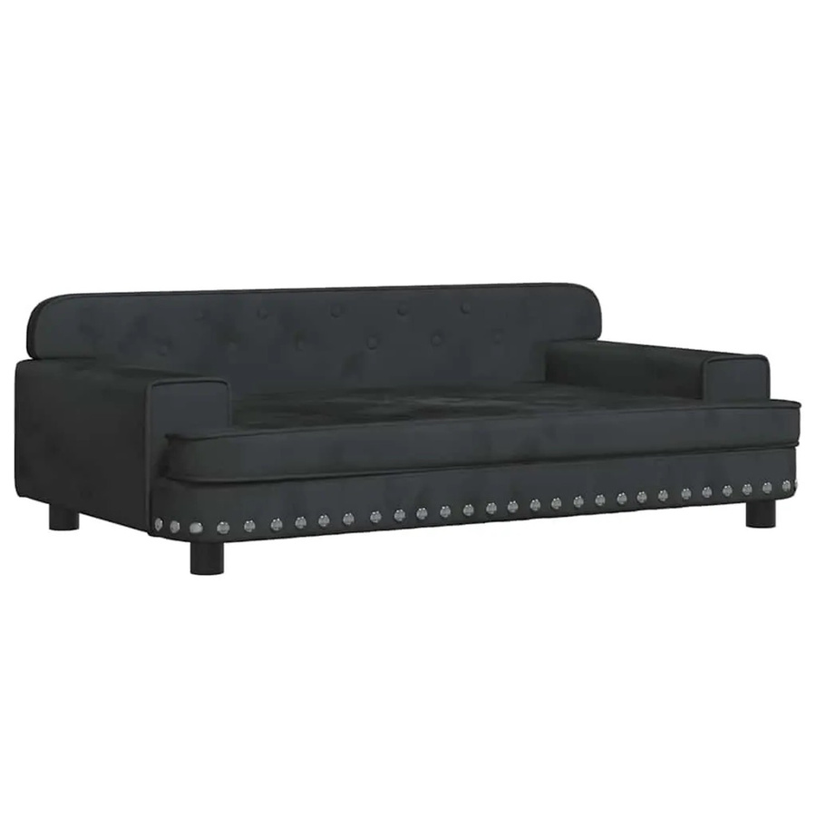 vidaXL Hundebett Sofa aus Samt in Schwarz, B/T/H: 90 x 53 x 30 cm - Bild 2