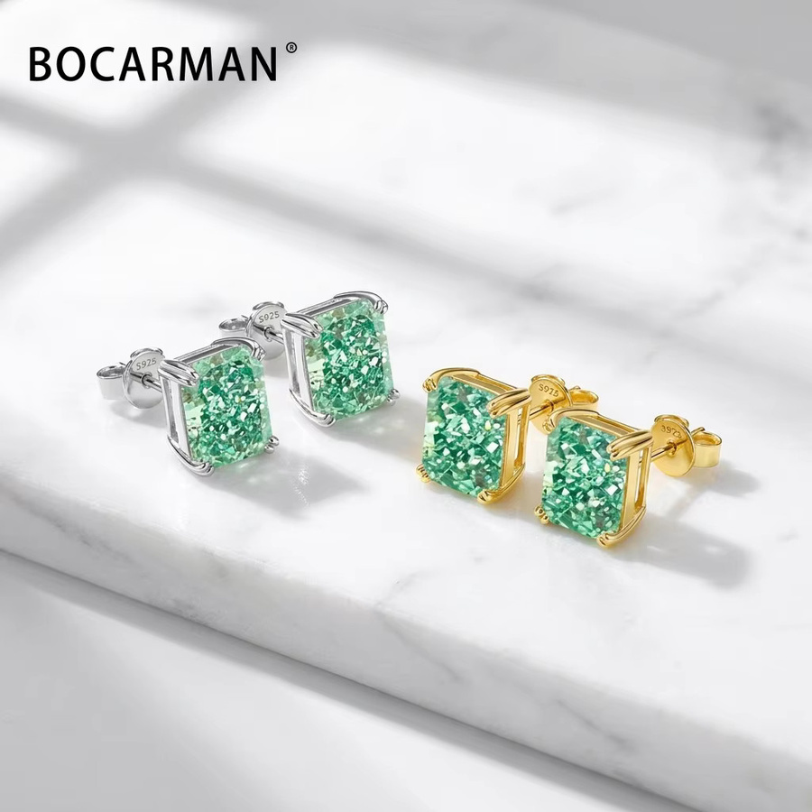 Bocarman Ohrstecker, S925-Silber, Zirkon, Paraiba-Tansanit, blau, mintgrün, Damen - Bild 2