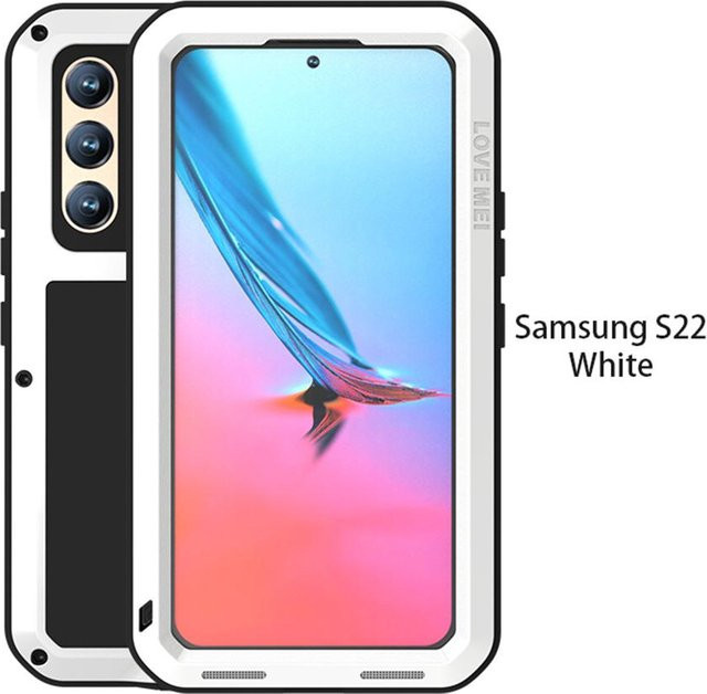 Metal Armor Heavy Duty Schutzhülle für Samsung Galaxy S22 Plus 5G mit eingebautem Displayschutz, Stoßfest, Farbe: Weiß - Bild 1