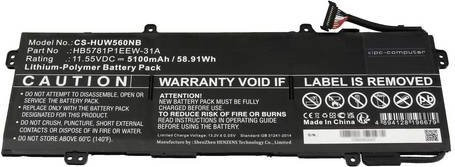 IPC-Computer Notebook-Akku HB5781P1EEW-31A in Schwarz mit 11,55V und 5100 mAh - Bild 1