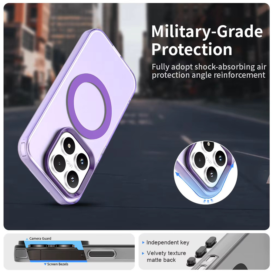 Matte Candy Magnetische Kabellose Ladehülle Transparent für Xiaomi 17, 15T Pro, Redmi Note 15 Pro Plus und 15C Stoßfeste Handyhülle - Bild 1