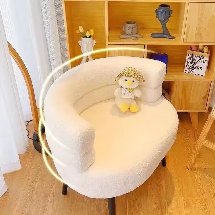 MOYU Akzentstuhl im Boho-Stil aus Bouclé-Stoff, moderner Lounge-Sessel mit Armlehnen in Grün und Weiß - Bild 2