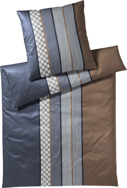 JOOP! Bettwäsche aus Mako-Satin mit Streifen in Blau, bestehend aus Bettbezug 155 x 200 cm und Kissen 80 x 80 cm - Bild 1