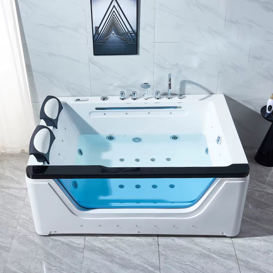 Tuboom Chromotherapie-Whirlpool-Badewanne aus Acryl mit Hydromassage und Surfing-Massagefunktion, Weiß, Länge: 170 cm - Bild 3