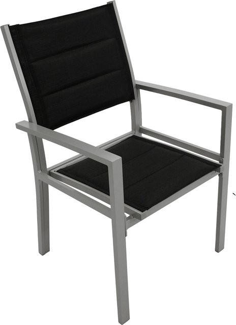 DEGAMO Sessel MADEIRA Set aus 2 Stück, Aluminium silbergrau matt und Textilgewebe schwarz gepolstert - Bild 1