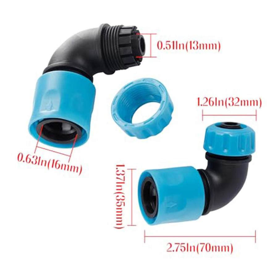 LEENKEA Gartenschlauch-Verbindungsstück Set mit 2 Winkelstücken und Schnellkupplungen für 1/2 Zoll (12,5 mm) zur Gartenbewässerung und Autowäsche - Bild 2
