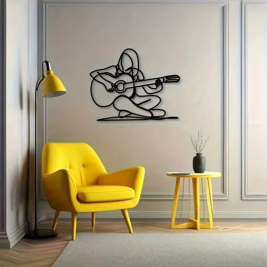 CIFBUY Wandkunst Gitarrenspieler aus schwarzem Eisen als Wandmontage für Musikliebhaber - Bild 4