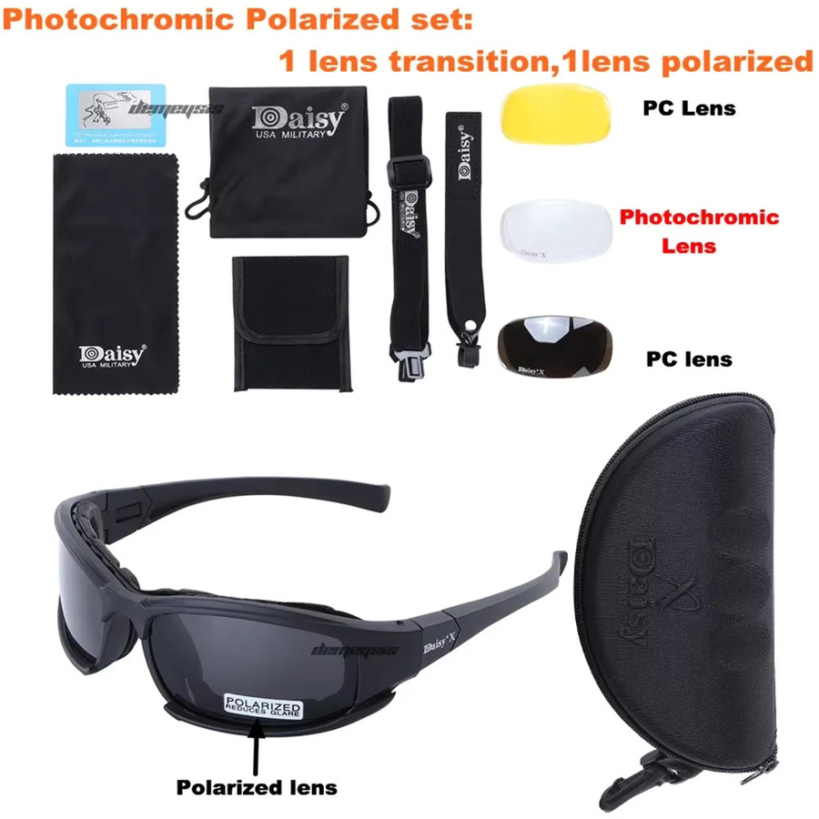 Photochrome Sonnenbrille, Vollrand, Black, Plastic, Wrap - Bild 5