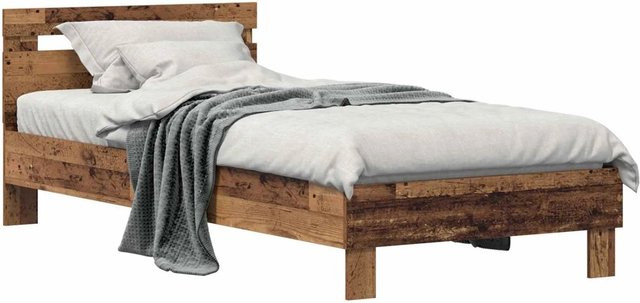 vidaXL Bettrahmen mit Kopfteil aus Holzwerkstoff in Braun, B/H: 75 x 193 cm - Bild 1