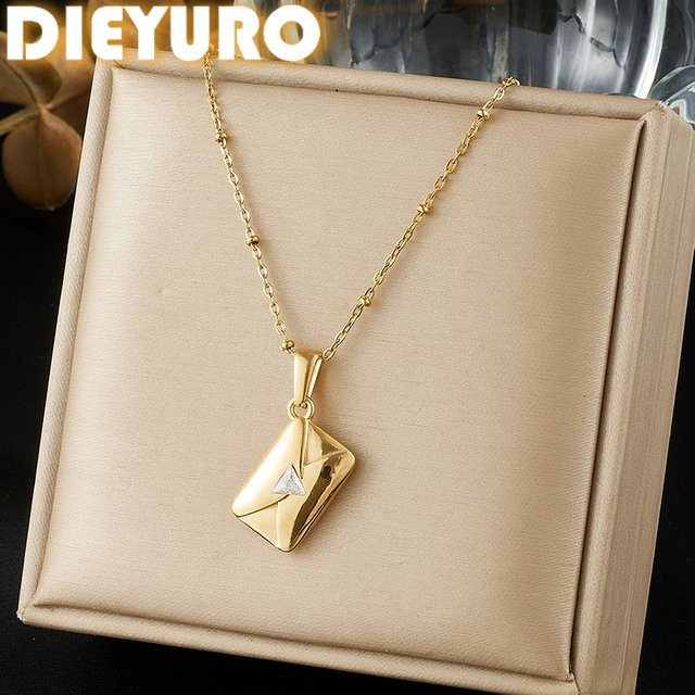 DIEYURO Halskette, Edelstahl, Gold, Zirkonia, Damen - Bild 1