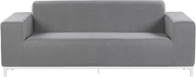 Beliani Gartensofa Grau Weiss mit Polsterung aus Aluminium und UV-beständigem Polyester, H x B x T: 66 x 182 x 84 cm - Bild 1