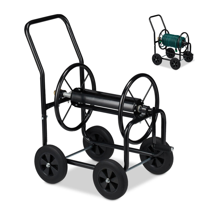 Relaxdays Schlauchwagen aus Metall in Schwarz, fahrbar, B/T/H: 81 x 48 x 80 cm - Bild 2
