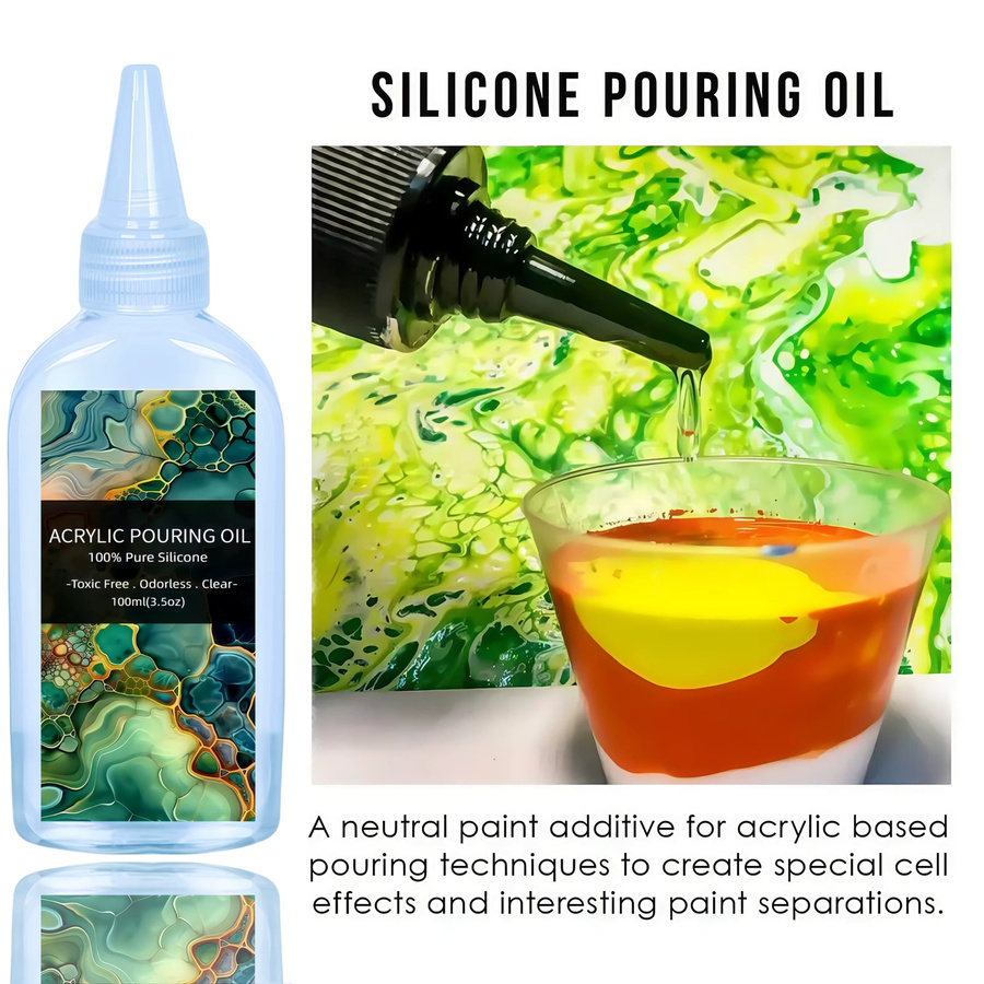 Silikon-Ausgießöl transparentes 100 % Silikonöl-Ausgießmedium für Acrylfarben und Zellkreationen - Bild 6