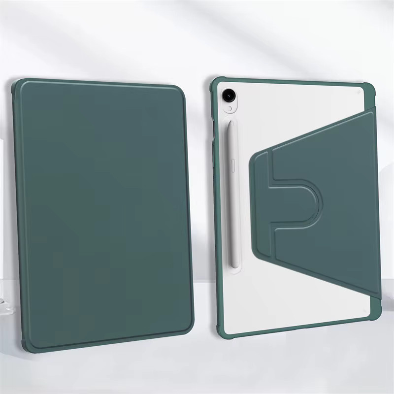 Rotationsabdeckung für Samsung Galaxy Tab S10 Lite 10,9 Zoll, Acryl-Tablet-Hülle mit klarem Rückenständer und Bleistiftschlitz, Farbe: Transparent/Grau, Modell: SM-X400/X406B - Bild 5