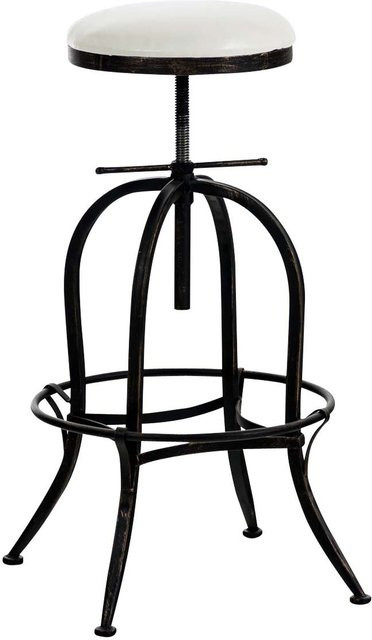 TPFLiving Barhocker Radunz im Industrial Design mit weißem Kunstleder und Bronze Gestell, drehbar - Bild 1