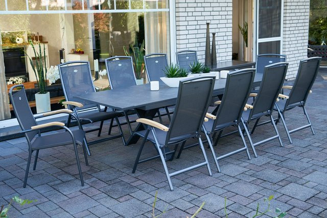 Hartman Garten-Essgruppe Xanadu / Raffaelo in Anthrazit aus Aluminium und Glaskeramik mit 2 Stapelsesseln und 8 Klappstühlen, Tisch B: 280 cm, B: 220 cm, T: 100 cm - Bild 1