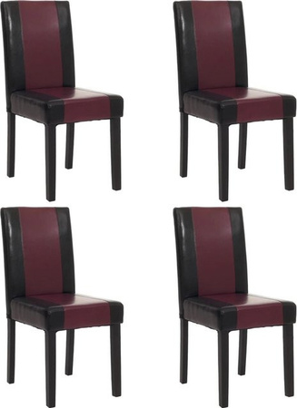 CHEFGASTRO Esszimmerstuhl 4er-Set in Schwarz-Rot aus Kunstleder, H x B x T: 90 x 43 x 56 cm, Sitzhöhe: 45 cm