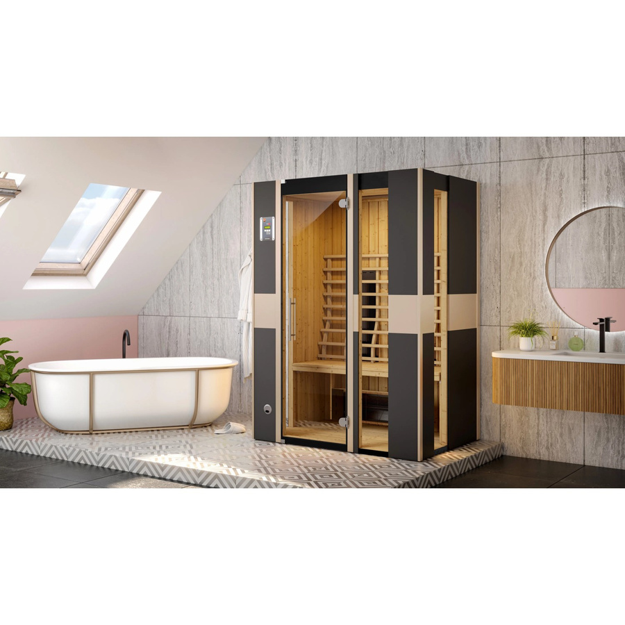Weka Infrarotkabine Mila 2 mit Glastür in Anthrazit und Braun, B: 137 cm, T: 99 cm, H: 45 cm - Bild 2