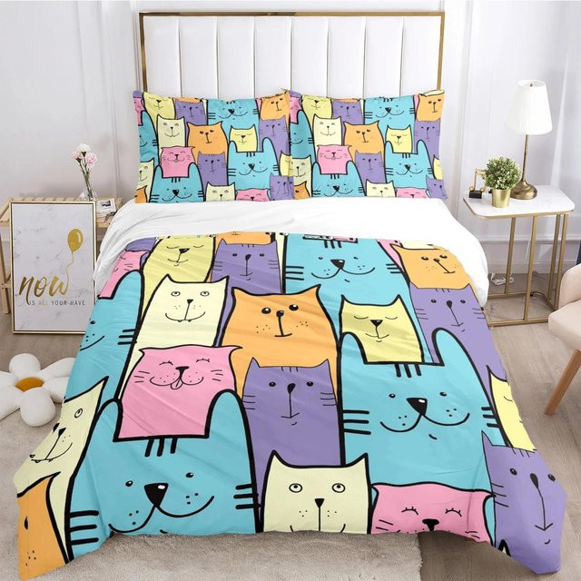 Bettwäscheset mit Tier-Motiv von Binchi Fitness, weiches Microfaser-Bettbezug und Kissenbezüge für Teenager, Mehrfarbig, B/H: 135 x 200 cm - Bild 1