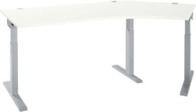 Schäfer Shop Select Winkelschreibtisch ERGO-T 2.0 mit 135 Grad Winkel, Ansatz rechts, T-Fuß, Farbe weiß/weißalu, B: 216,5 cm, T: 80 cm, H: 67,5-89,5 cm - Bild 1