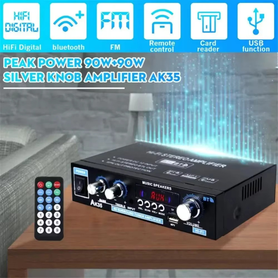 AK35 HiFi Digital Bluetooth Verstärker mit MP3, USB und FM in Schwarz - Bild 4