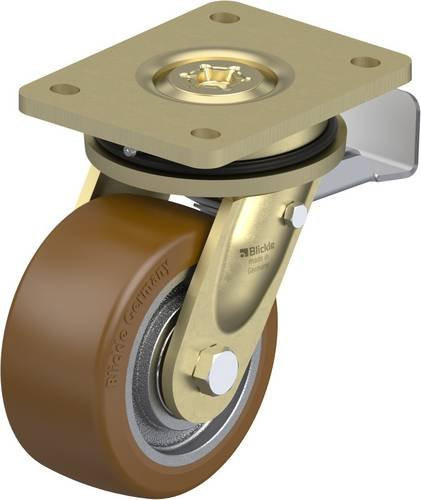 Blickle Lenkrolle LS-GB 128K-ST mit Feststeller in Silber und Braun, Rad-Durchmesser: 125 mm, Tragfähigkeit: 850 kg - Bild 1