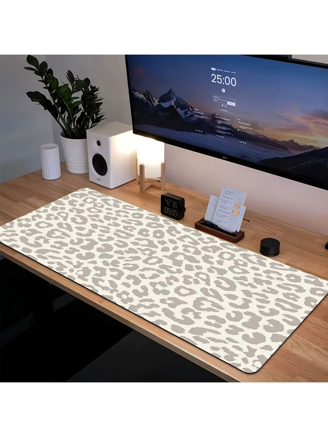 Mairuige XL/XXL Computer-Tastatur und Mauspad im Leopard-Design, Beige/Braun/Weiß - Bild 6