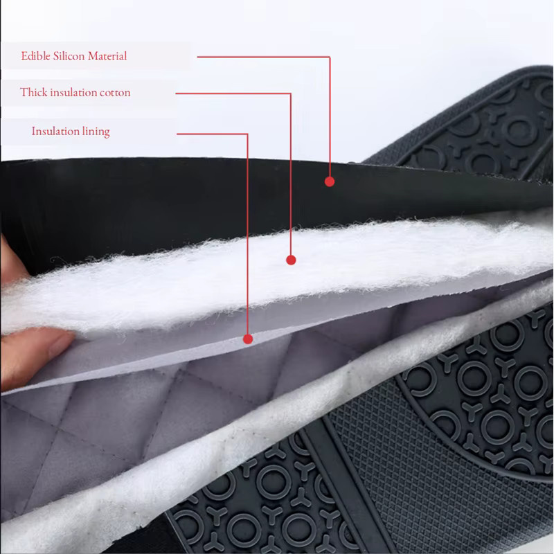 Venlohome Hitzebeständige Baumwoll-Silikon-Handschuhe in Bonbonfarben und Schwarz als rutschfeste Topflappen für die Küche und zum Backen in der Mikrowelle - Bild 2