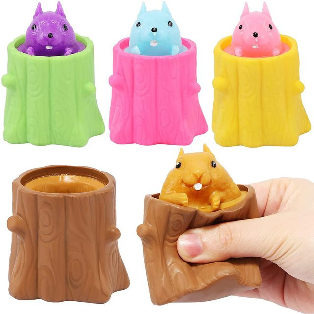 Toys-Glory Fourall Quetsch-Eichhörnchen-Spielzeug, 4-Pack - Bild 1