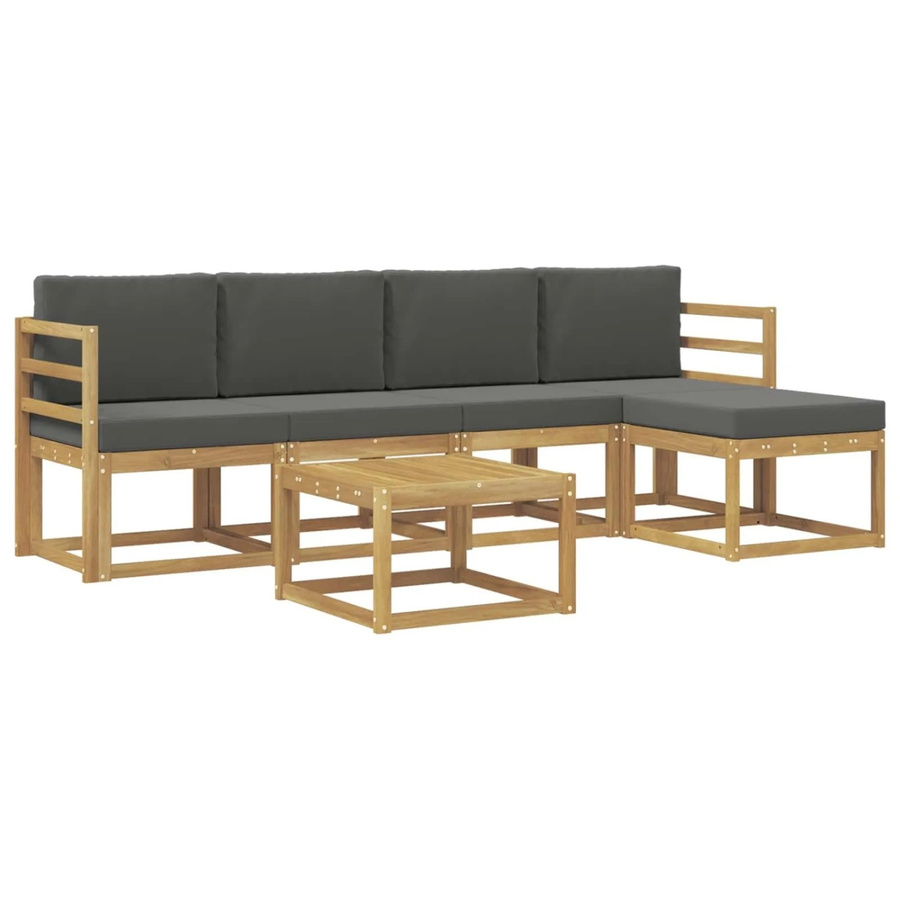 vidaXL Outdoor-Sofagarnitur 6-teilig aus Akazienholz mit Kissen in Weiß und Anthrazit - Bild 2
