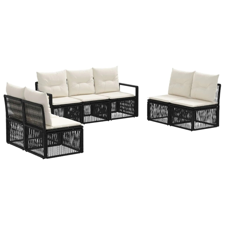 vidaXL Gartensofa-Set 7-teilig in Schwarz aus Poly-Rattan mit Polsterung und L-Form - Bild 2