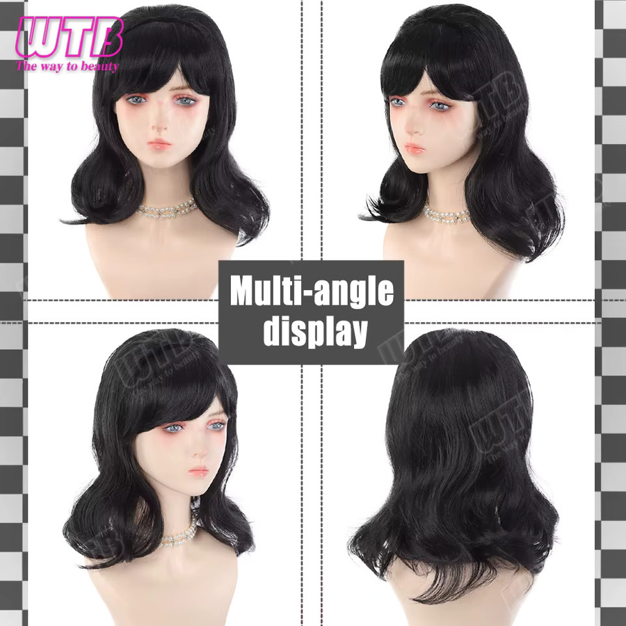 WTB Retro Bob Perücke, synthetisch, 30 cm, schwarz/braun, Damen - Bild 5