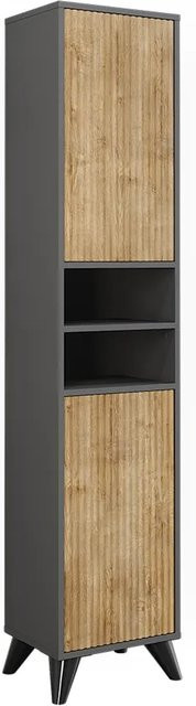 Vicco Badschrank Leano in Anthrazit und Bergeiche mit 2 Türen, B/T/H: 38 x 30 x 180 cm - Bild 1