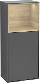 V&B Seitenschrank Finion Wandbeleuchtung mit Regalfach und Ober-/Unterbeleuchtung, Anthrazit matt, B: 41,8 cm, H: 93,6 cm - Bild 1