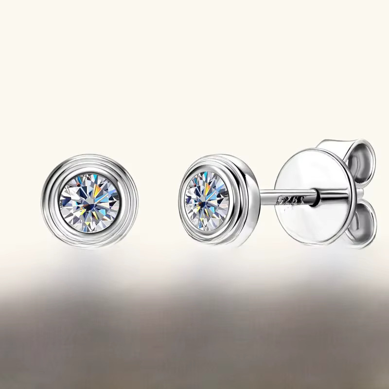 IOGOU Ohrstecker, Moissanit-Diamant, 925 Silber, Damen - Bild 4