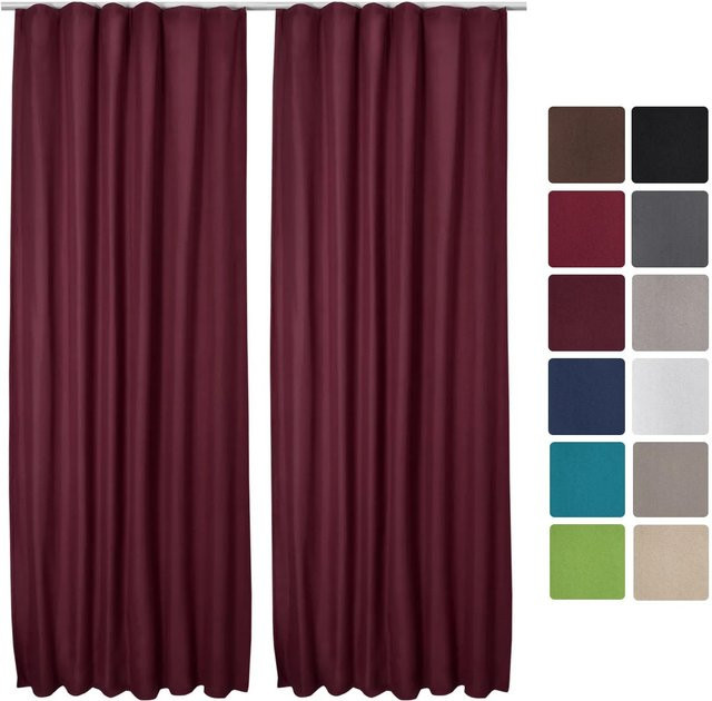Beautissu Amelie Thermovorhang mit Kräuselband in Bordeaux, 2-teiliges Set, Breite: 140 cm, Höhe: 245 cm - Bild 1