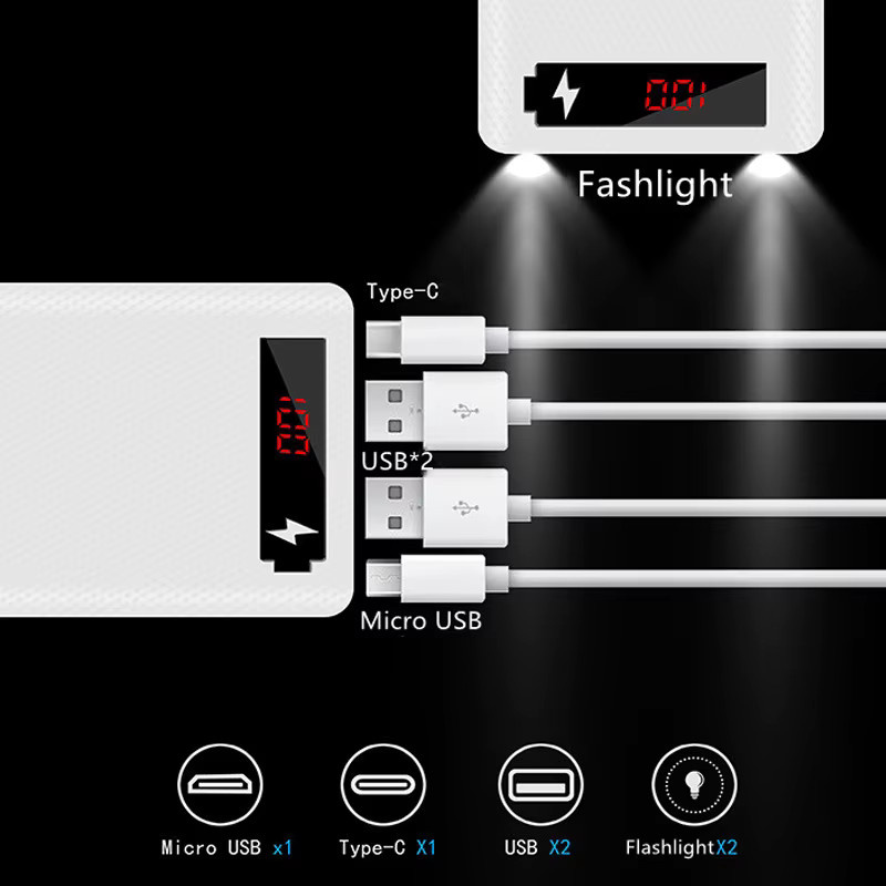 BRYNTHORX DIY Powerbank Gehäuse für 8 oder 10 18650 Batterien mit USB-C Schnittstelle in Schwarz - Bild 2